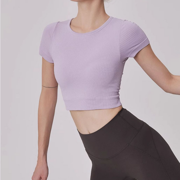 シャンタルクロップドヨガリブトップ 3375