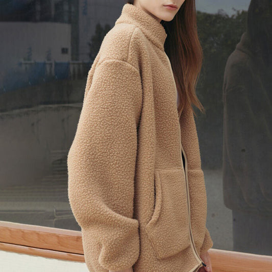 Stand collar boa fleece jacket 3078