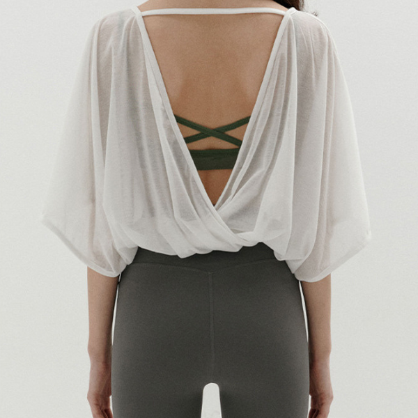 Ice silk half sheer yoga blouse 2551