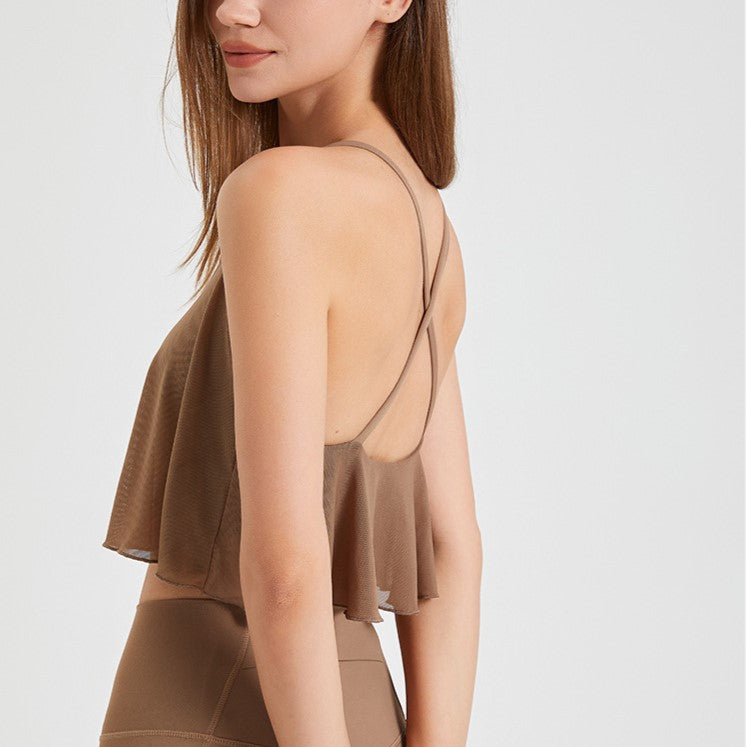 sheer drape yoga bra top 2585