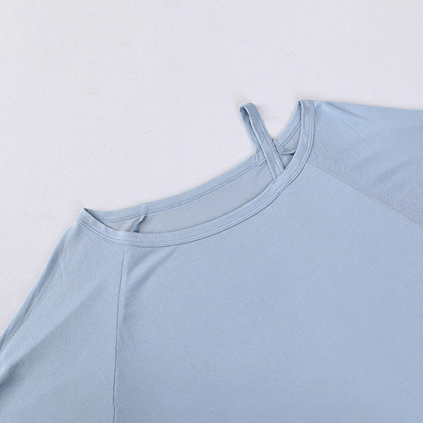 オフショルダーハーフシアーTシャツ 2590
