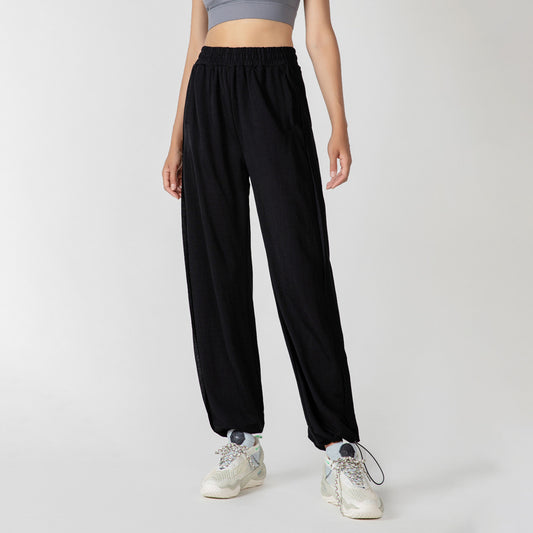 Drawstring hem straight yoga pants 2954