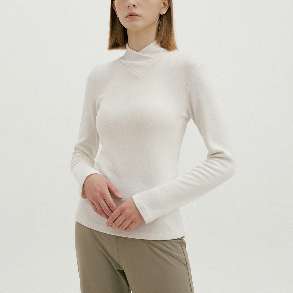 Natural color cross high neck yoga cut and sew 2947