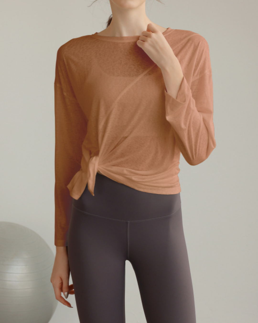 ハーフシアーサイドスリットヨガロングスリーブ 3820