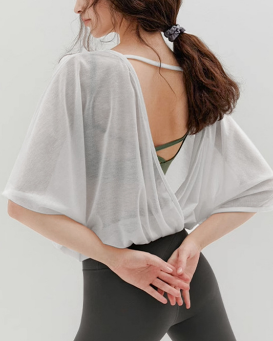 クロップドドレープシアーヨガT 3410