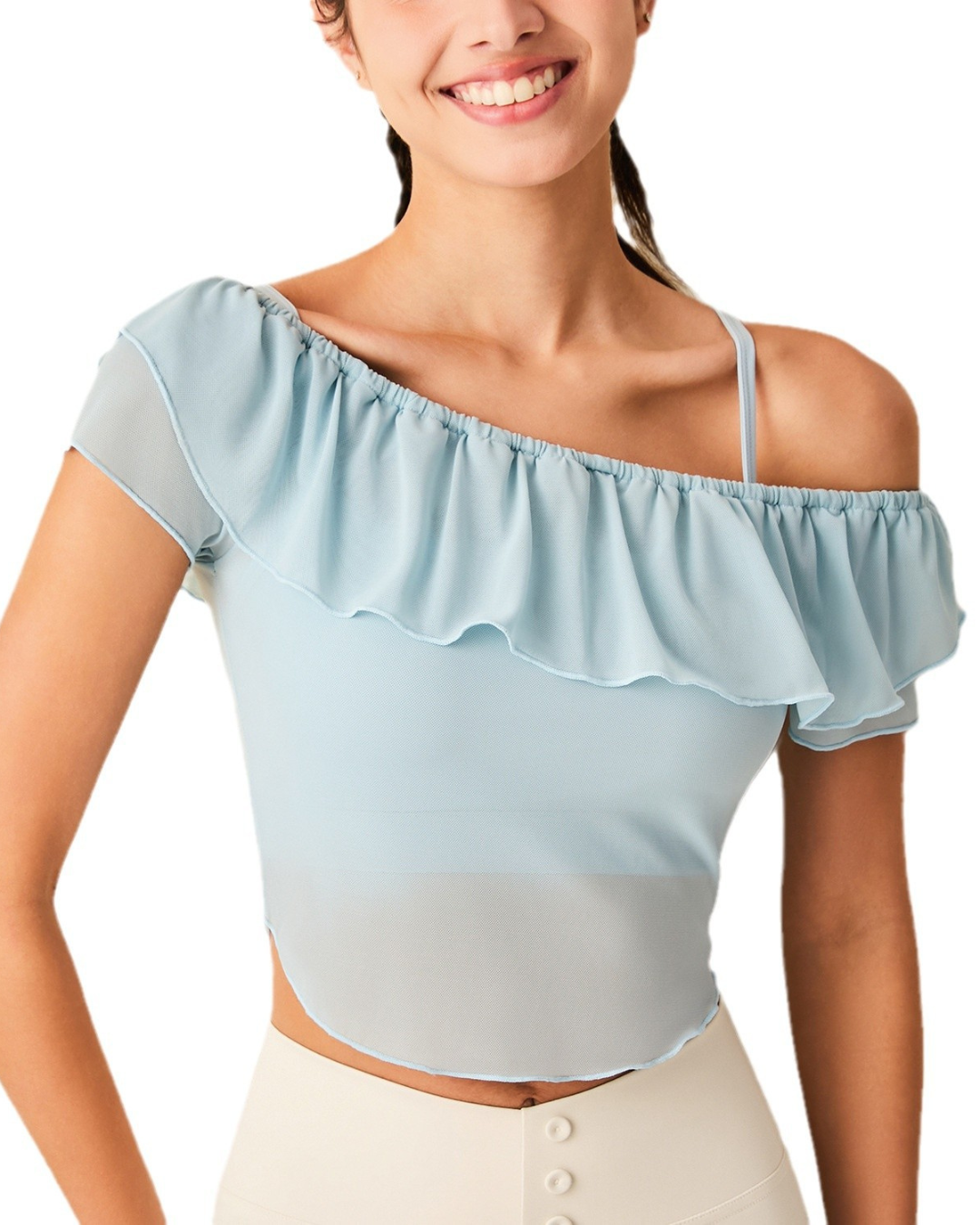 ラッフルカラーオフショルダートップ 3521