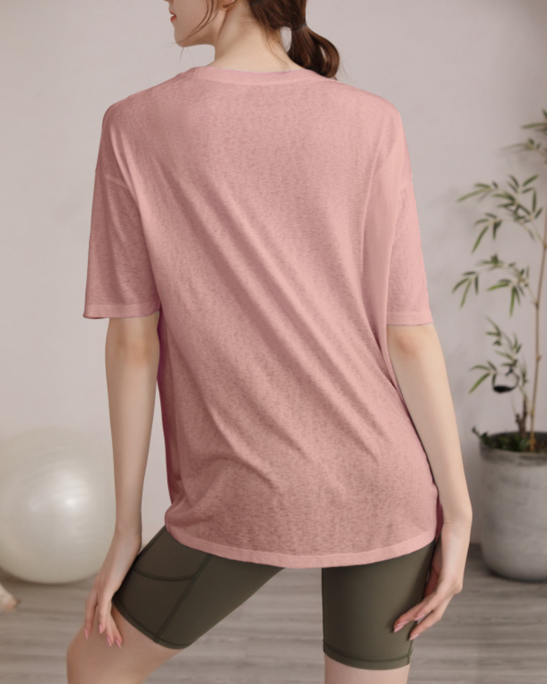 サイドスリットハーフスリーブヨガカットソー 3822