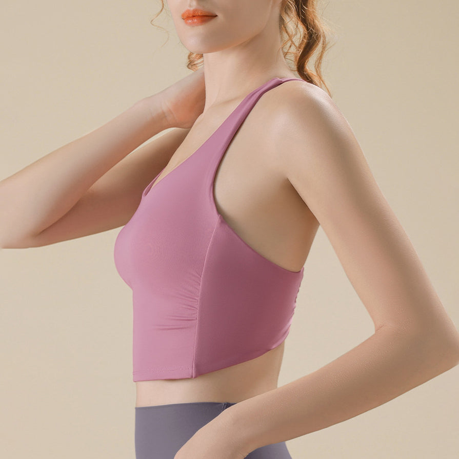 Epanui back pleated yoga bra top 3157