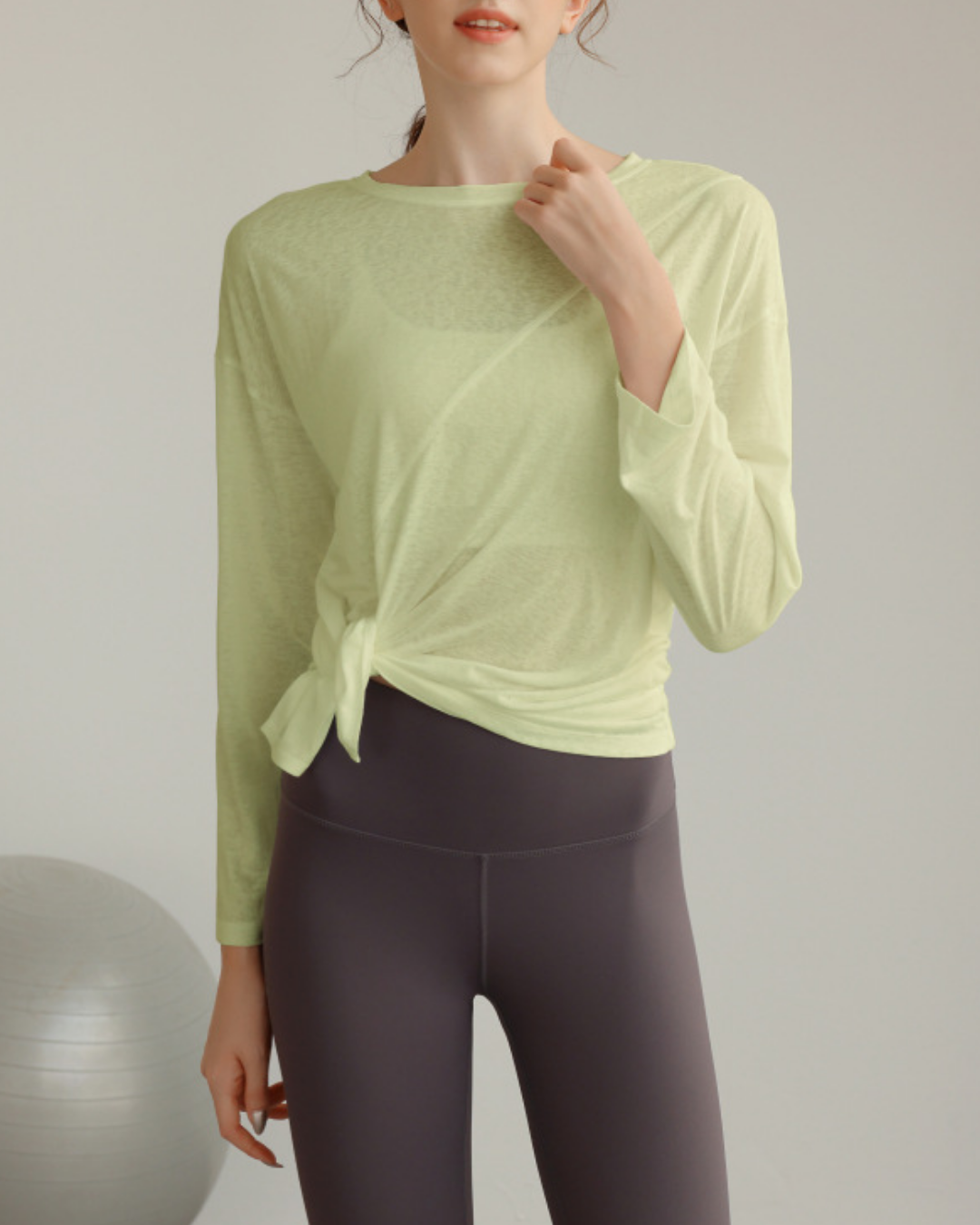 ハーフシアーサイドスリットヨガロングスリーブ 3820