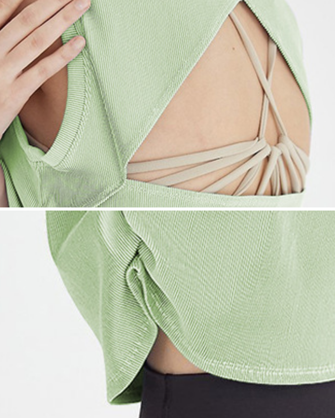 トリアングルリブ編みクロップドヨガトップ 3409