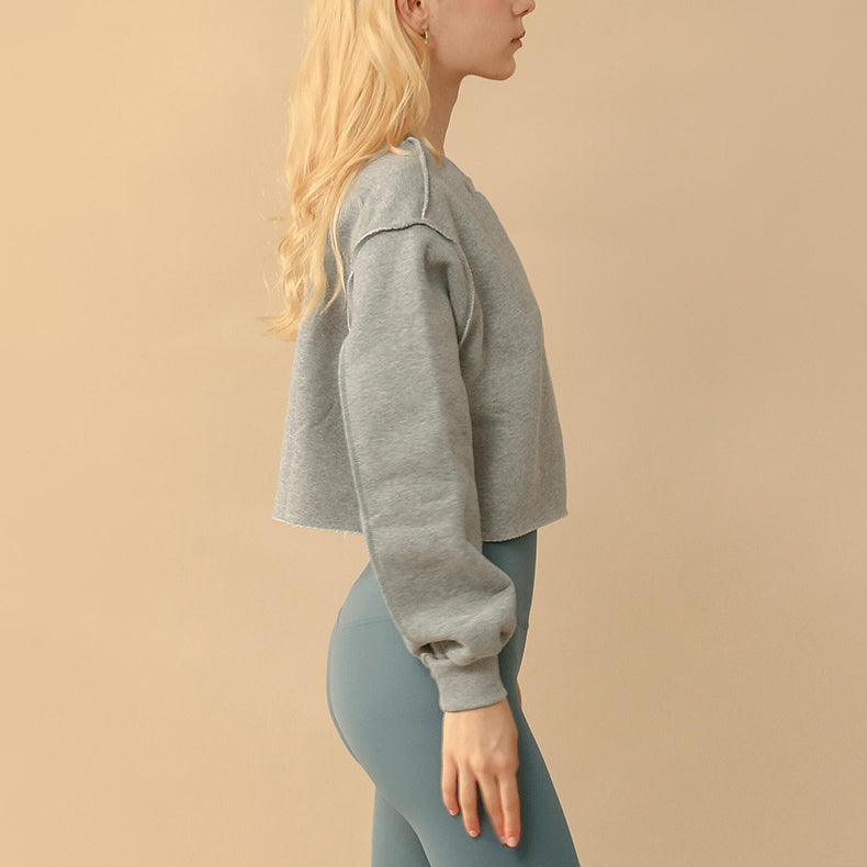 Drop shoulder cropped stitch pullover 2896