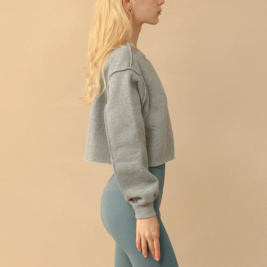 Drop shoulder cropped stitch pullover 2896