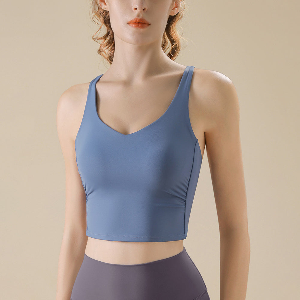 Epanui back pleated yoga bra top 3157