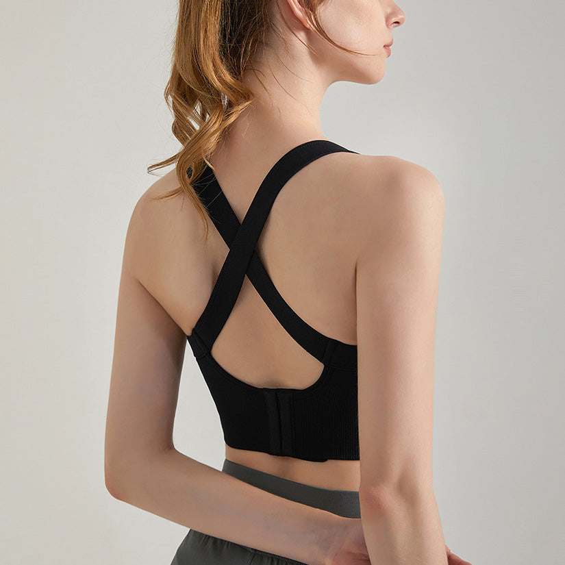 Bicolor back cross yoga tank 2828