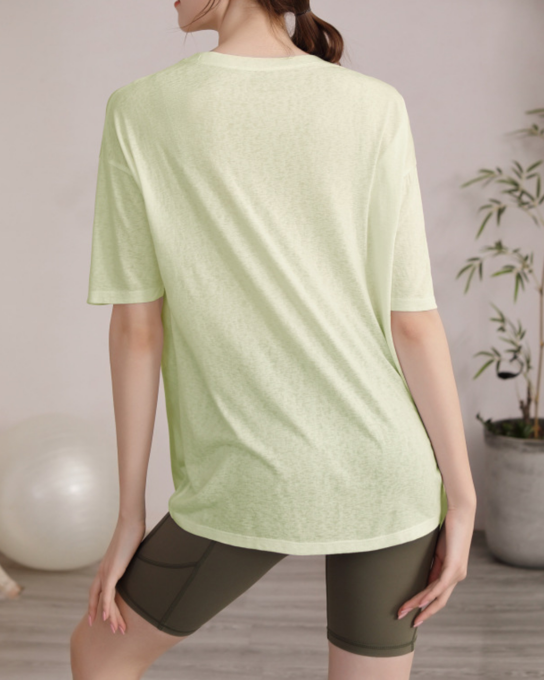 サイドスリットハーフスリーブヨガカットソー 3822