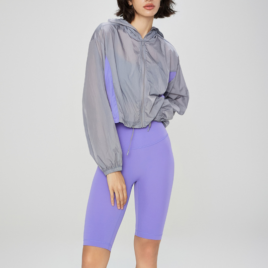 カラーブロックナイロンフーデットジャケット 3301