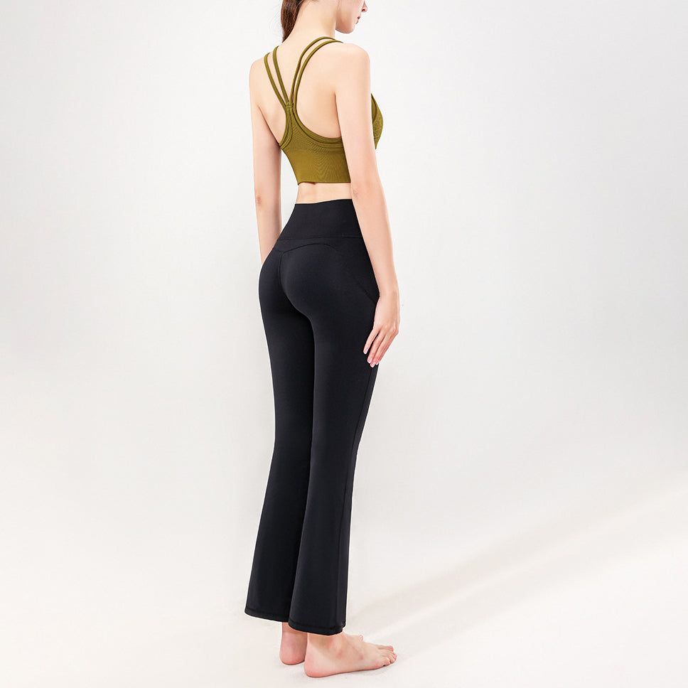 Faux layered ribbed yoga bra top 3133