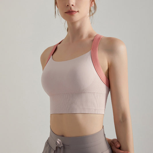 Bicolor back cross yoga tank 2828