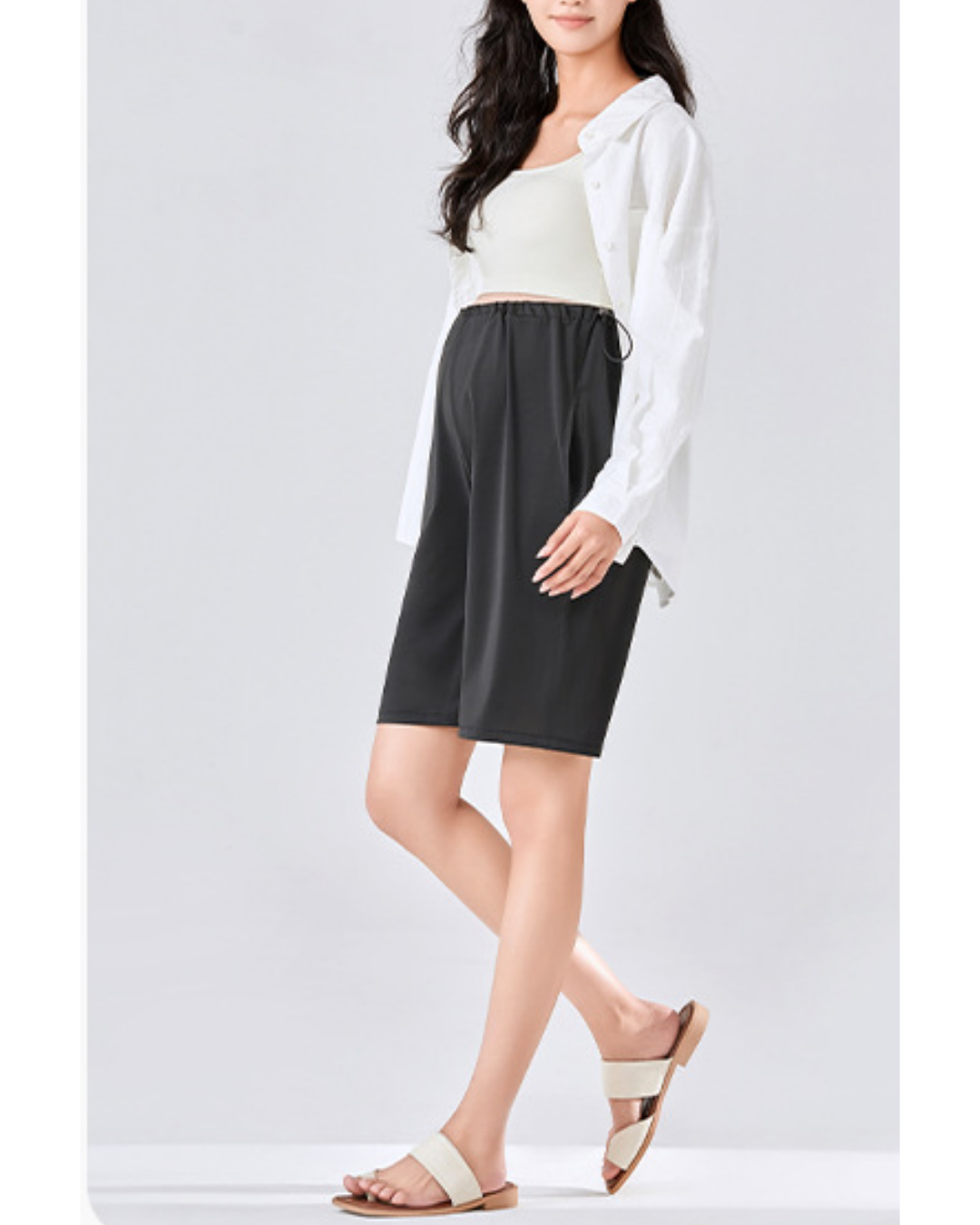 UPF+50ウエストドローコードマタニティハーフパンツ 3674