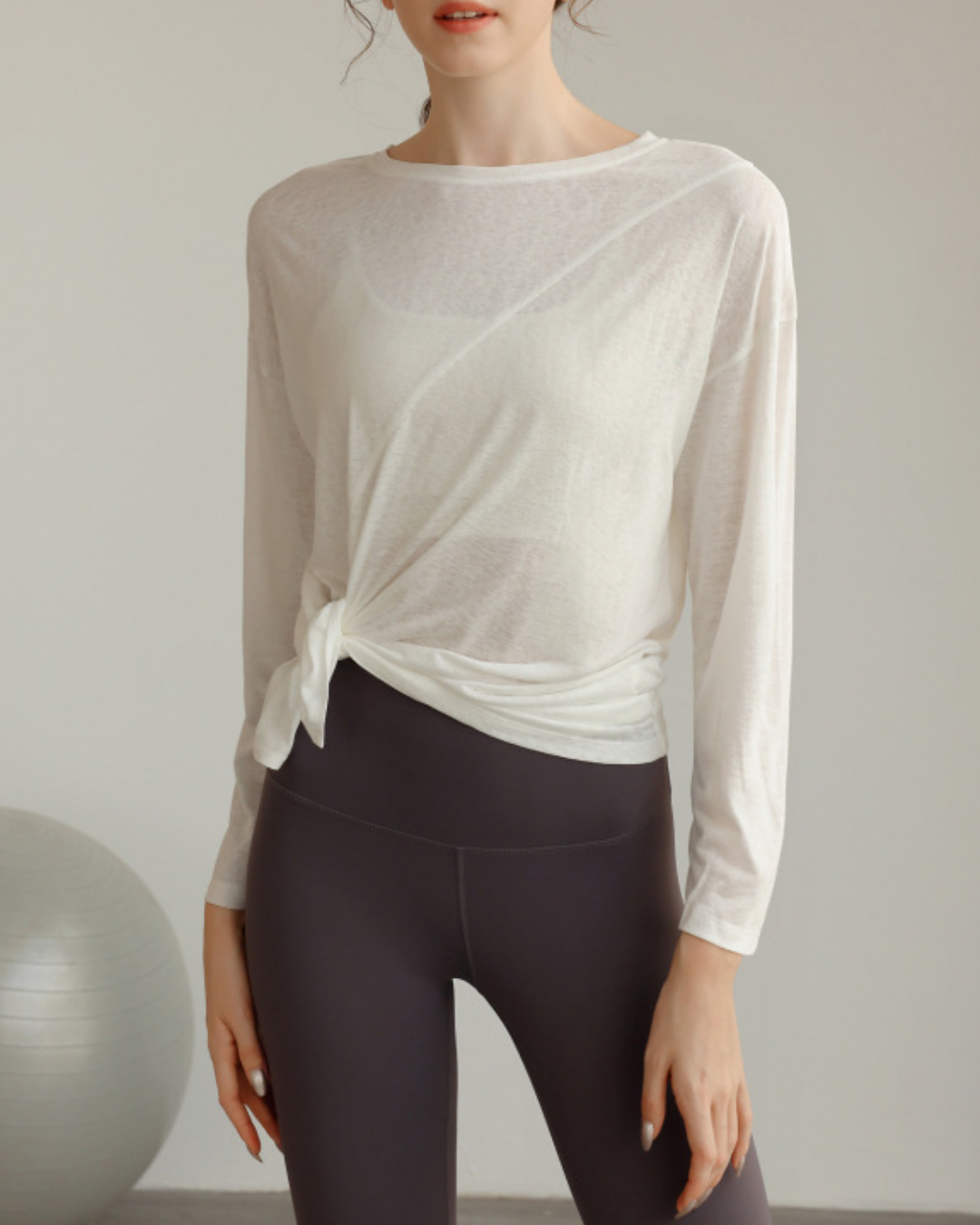 ハーフシアーサイドスリットヨガロングスリーブ 3820