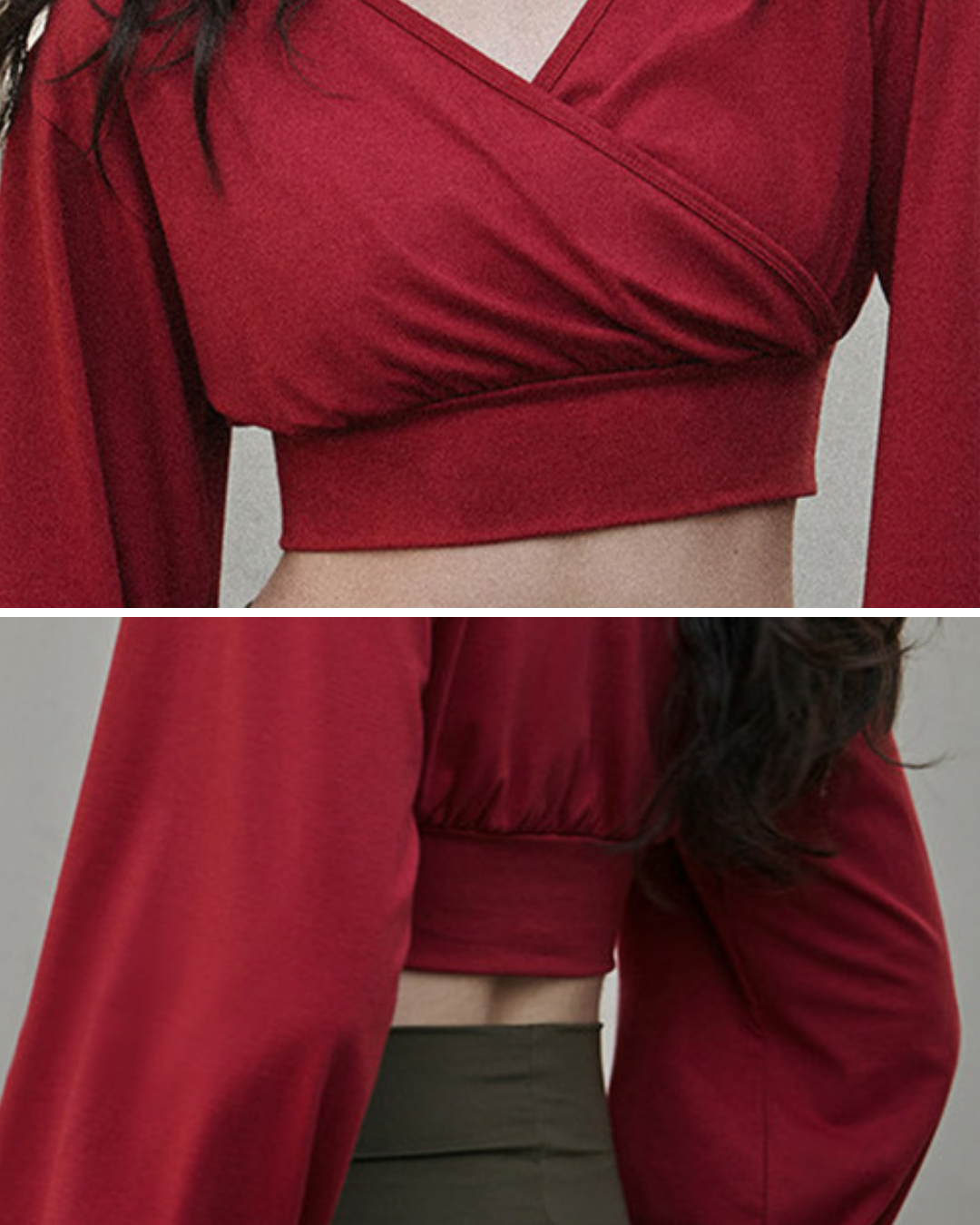 カシュクールクロップド丈ロングスリーブ 3741