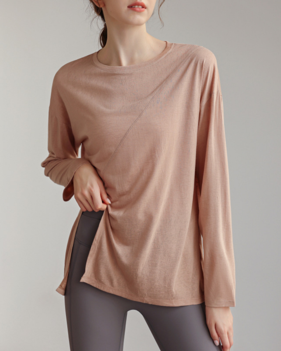 ハーフシアーサイドスリットヨガロングスリーブ 3820