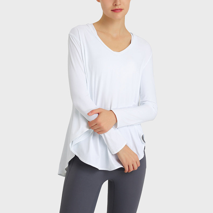 Drape flare V neck cut and sew 2995