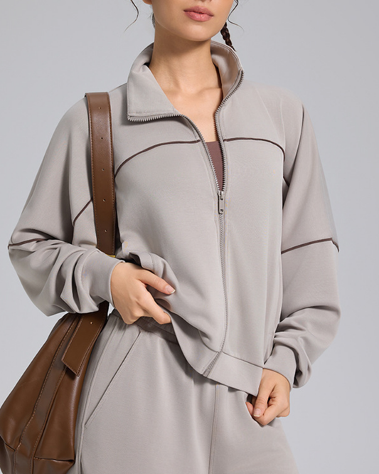 スタンドカラードロップショルダージップアップジャケット 3930