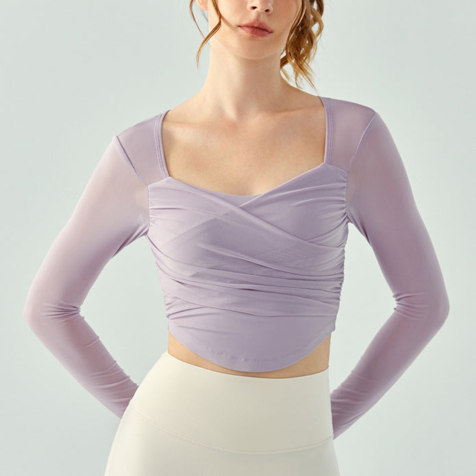 Front cross sheer sleeve cut and sew 2976
