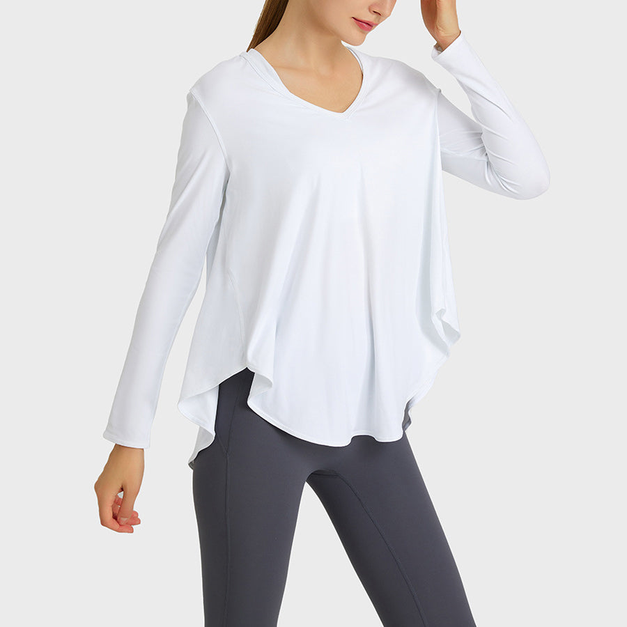 Drape flare V neck cut and sew 2995