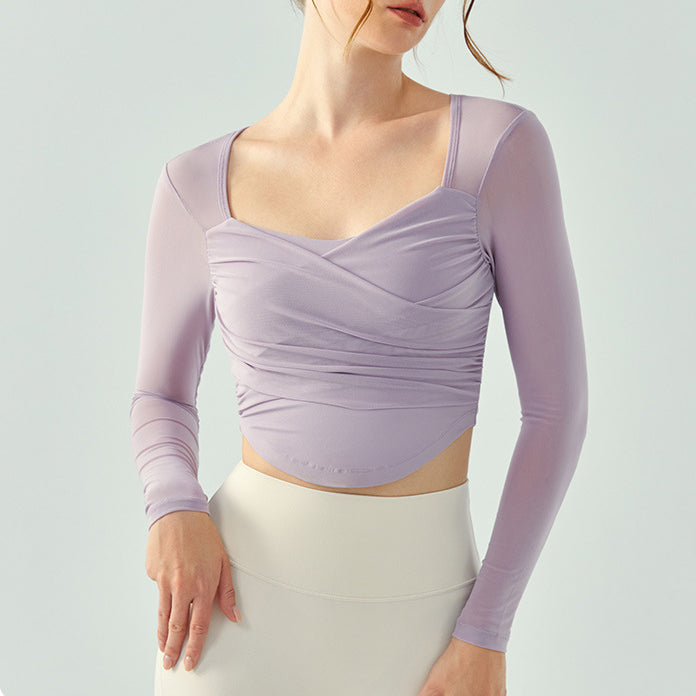 Front cross sheer sleeve cut and sew 2976