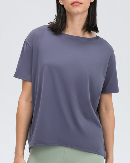 ラウンドネックロング丈Tシャツ 2367