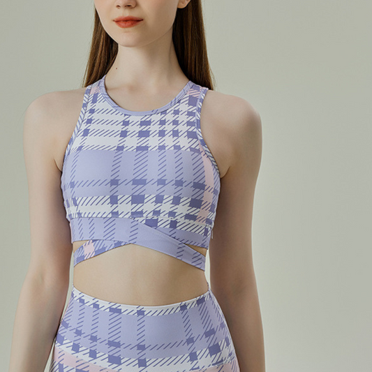 Purple check bra top 2401