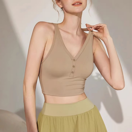 Cross Strap Henley Bra Tank 2623