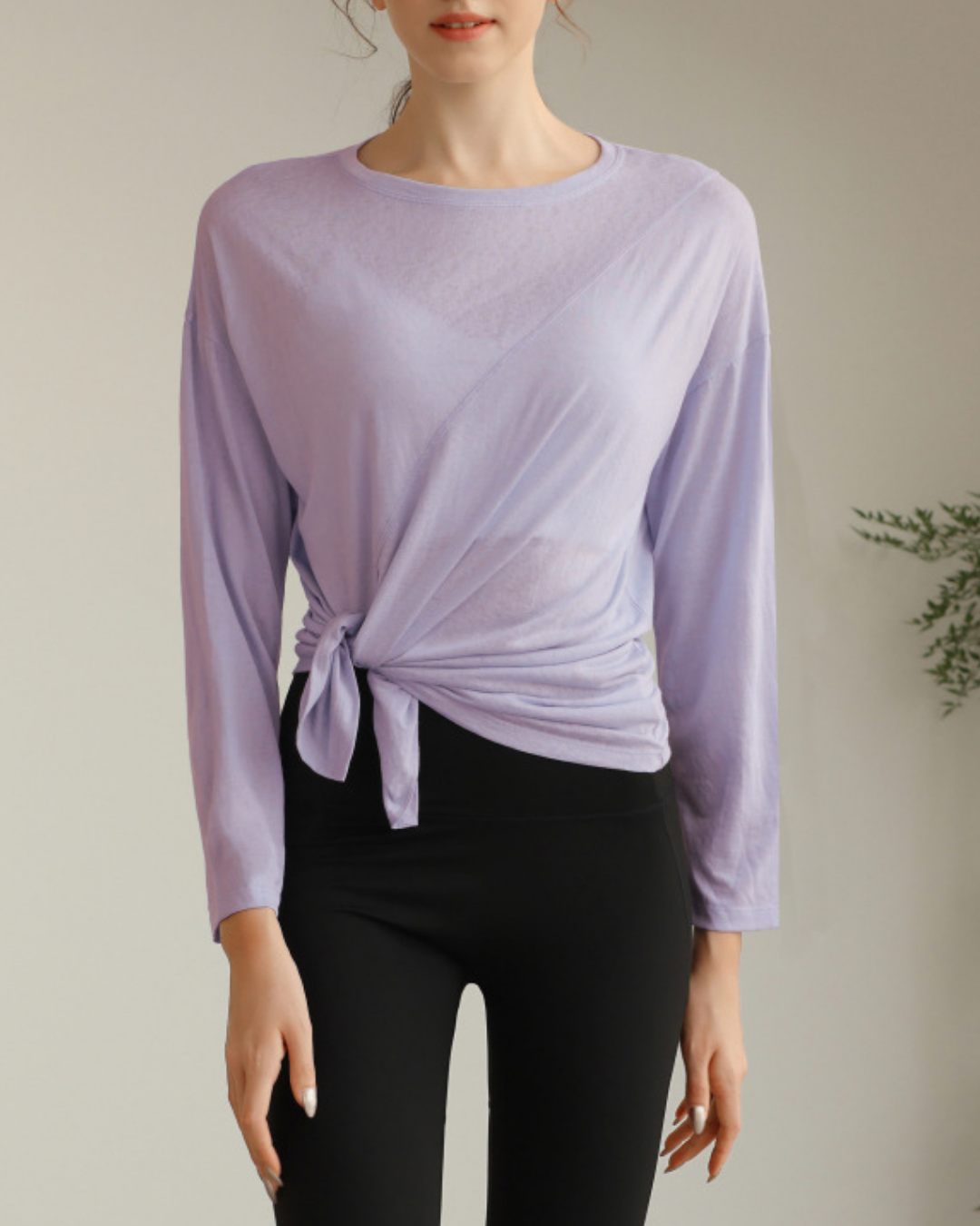 ハーフシアーサイドスリットヨガロングスリーブ 3820