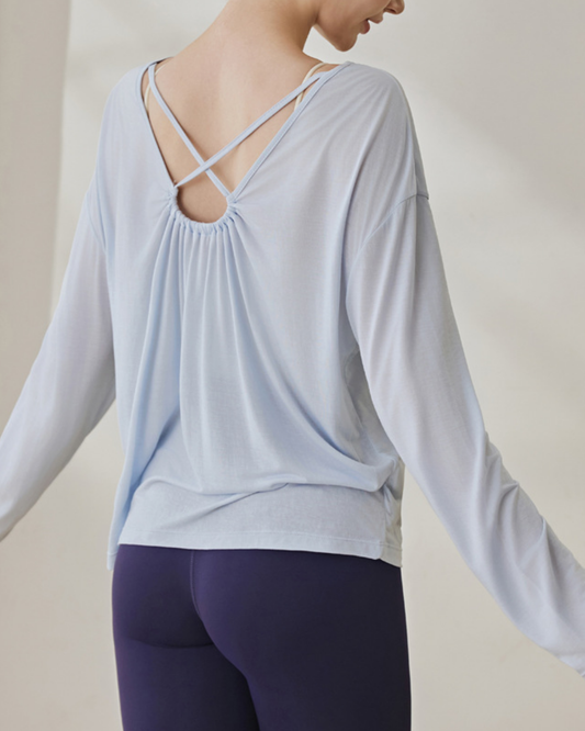 シアーバックオープンドレープトップス 3970