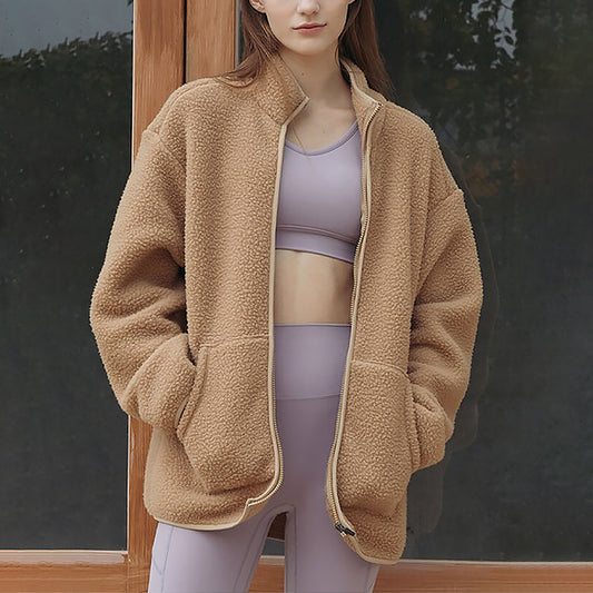 Stand collar boa fleece jacket 3078