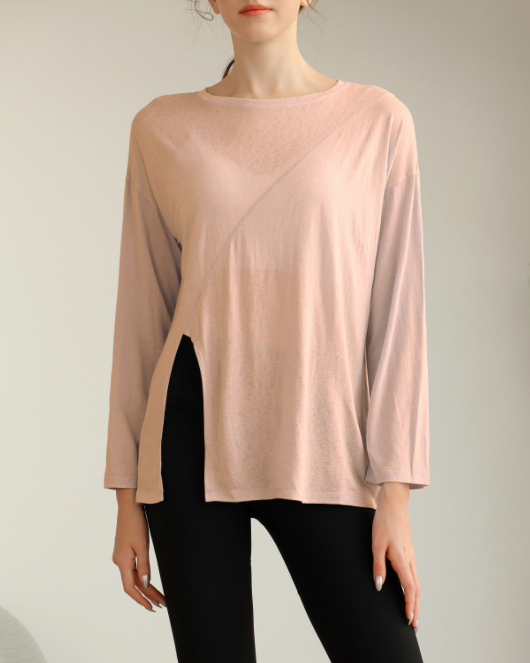 ハーフシアーサイドスリットヨガロングスリーブ 3820