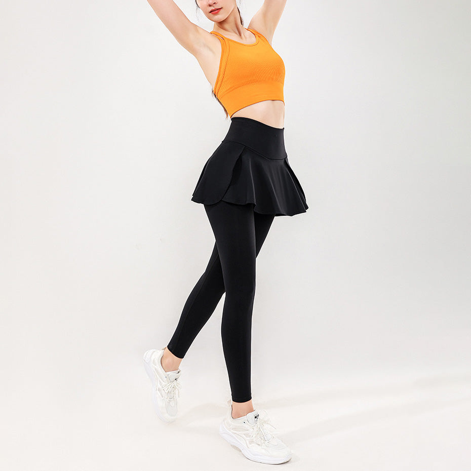 Faux layered ribbed yoga bra top 3133