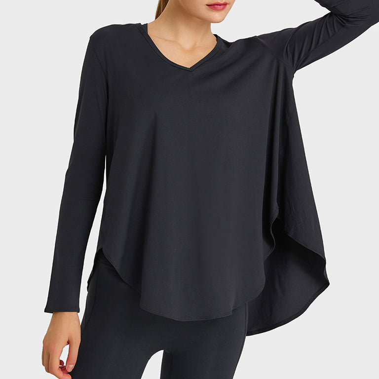 Drape flare V neck cut and sew 2995