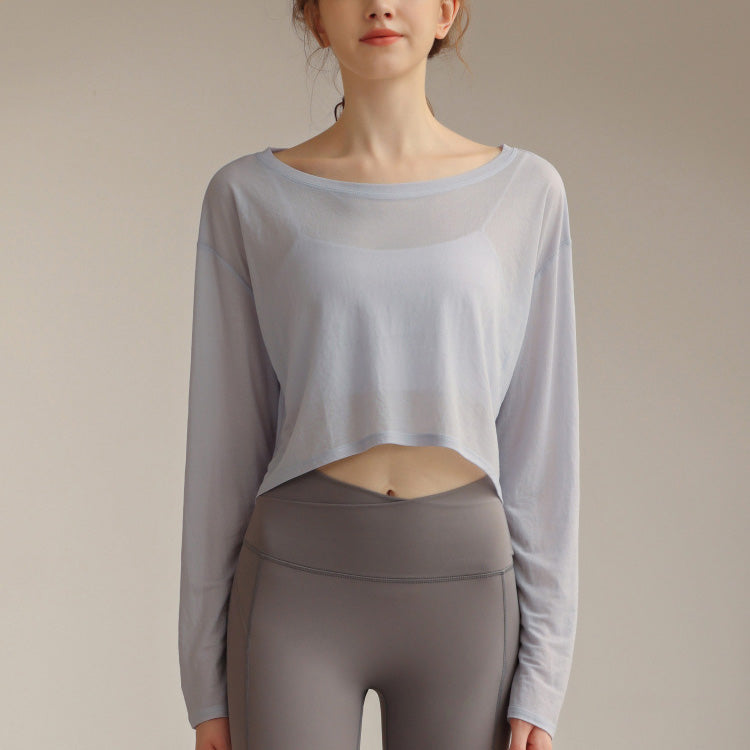 ボートネックシアーロングスリーブヘムトップス 2833