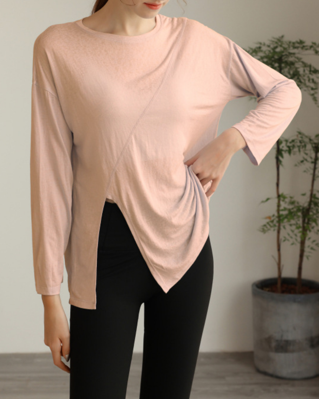 ハーフシアーサイドスリットヨガロングスリーブ 3820