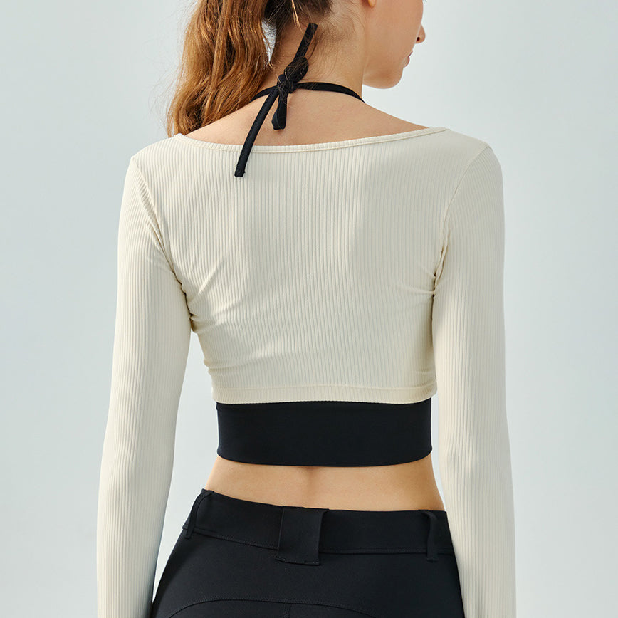 Ribbed cardigan layered top 2983