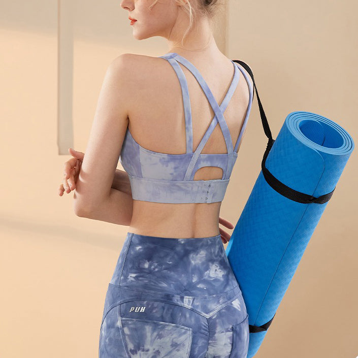 Ciel Blue Marble Yoga Bra Top 2987