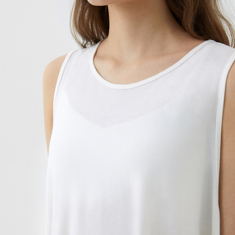 Round hem long tunic tank 2749