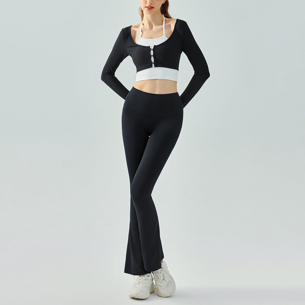 Ribbed cardigan layered top 2983
