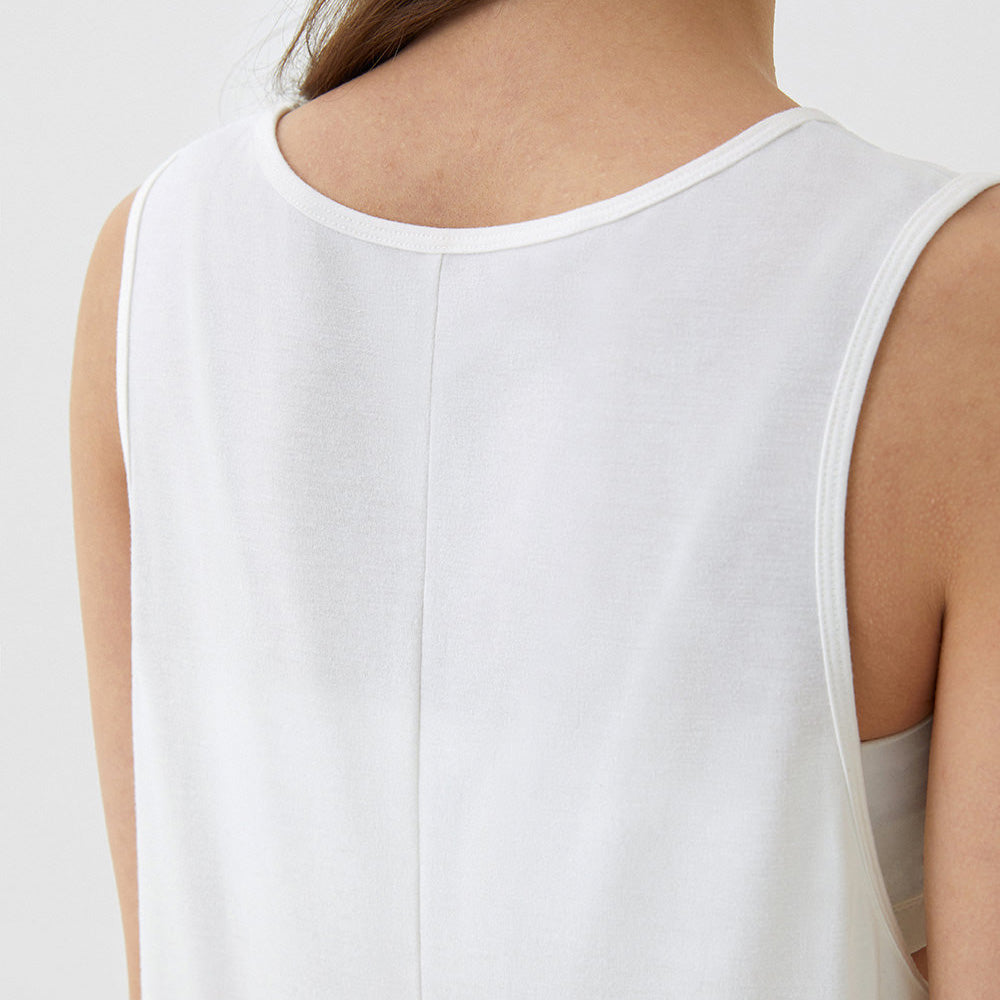 Round hem long tunic tank 2749