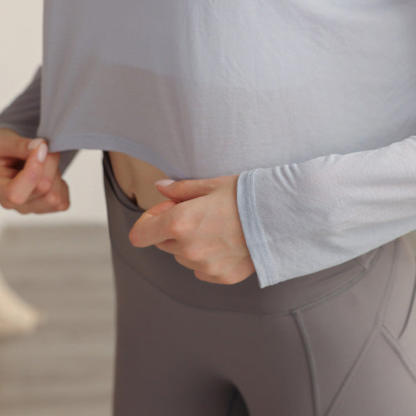 ボートネックシアーロングスリーブヘムトップス 2833