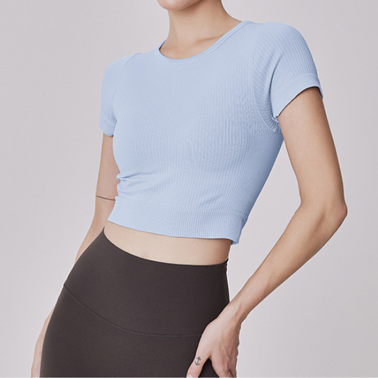 シャンタルクロップドヨガリブトップ 3375