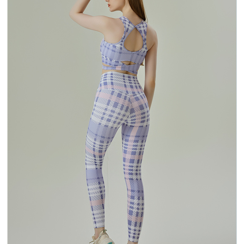 Purple check bra top 2401
